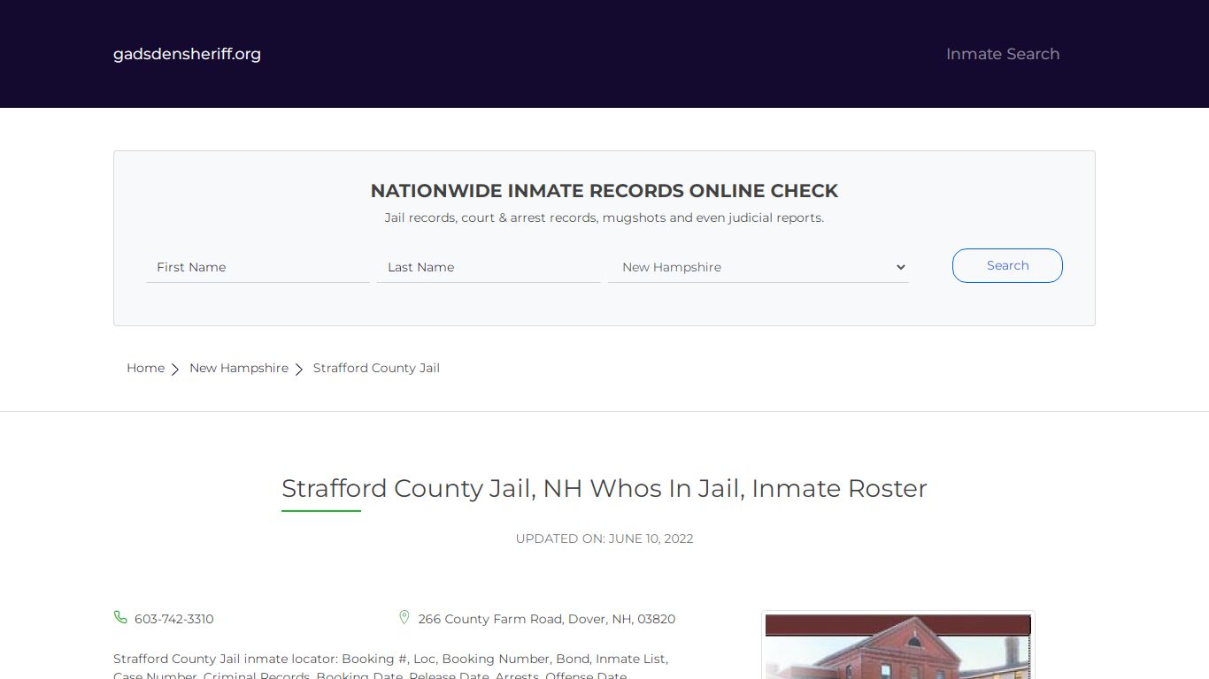 Strafford County Jail, NH Inmate Roster, Whos In Jail