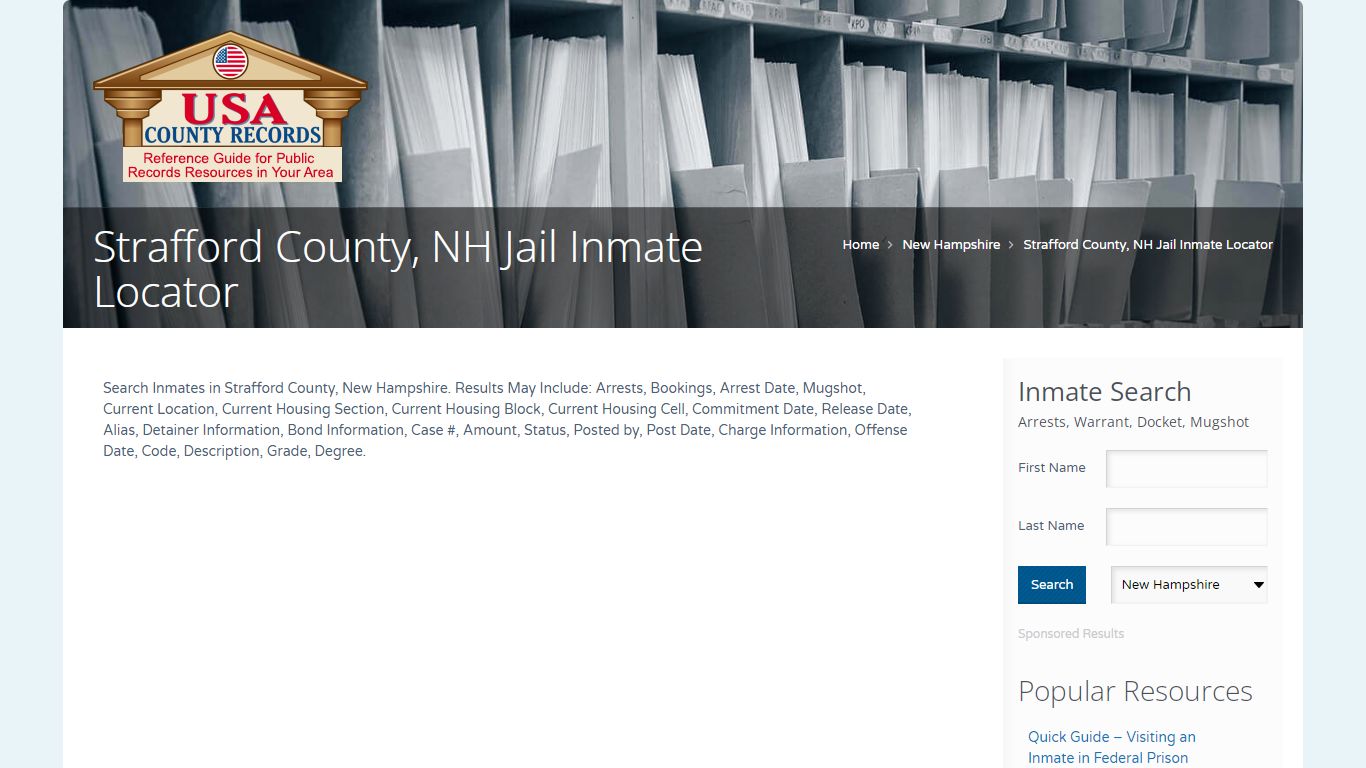 Strafford County, NH Jail Inmate Locator | Name Search