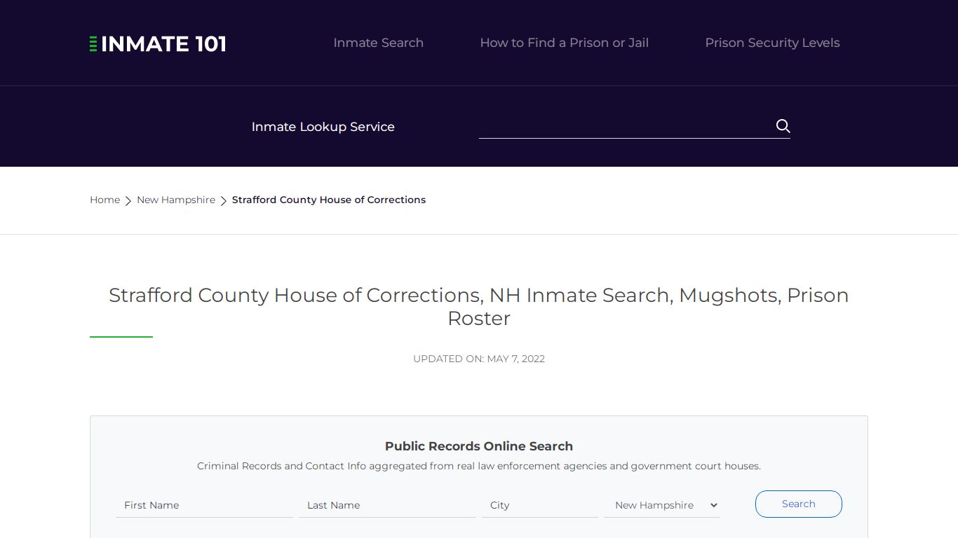 Strafford County House of Corrections, NH Inmate Search ...